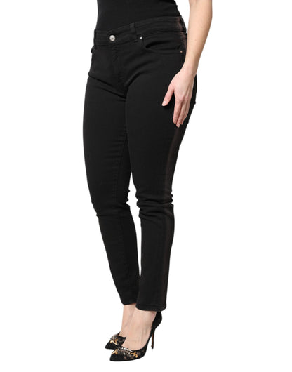 Dolce & Gabbana Black Cotton Mid Waisted Skinny Denim Jeans