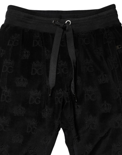Dolce & Gabbana Black All-Over DG Logo Print Jogger Pants