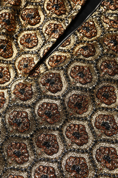 Dolce & Gabbana Brown Polyester Brocade A-line Mini Skirt