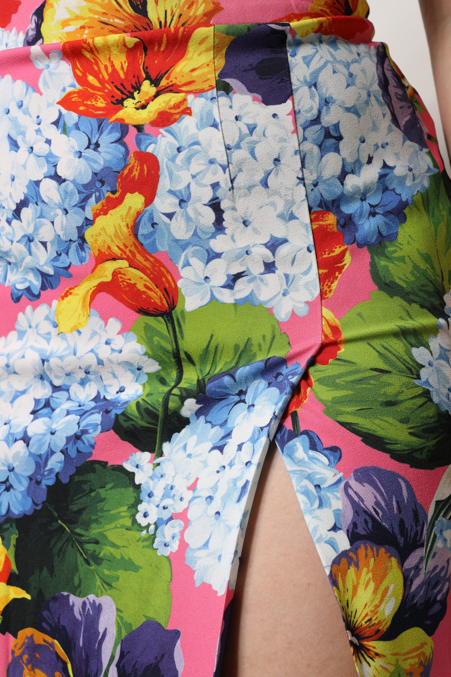 Dolce & Gabbana Multicolor Floral Print High Waist Midi Skirt