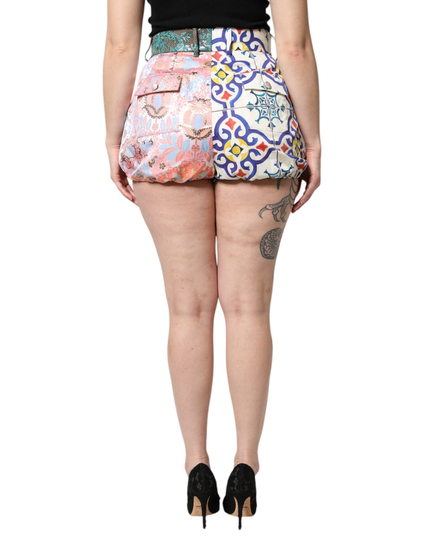 Dolce & Gabbana Multicolor Cotton Patchwork Hot Pants Shorts