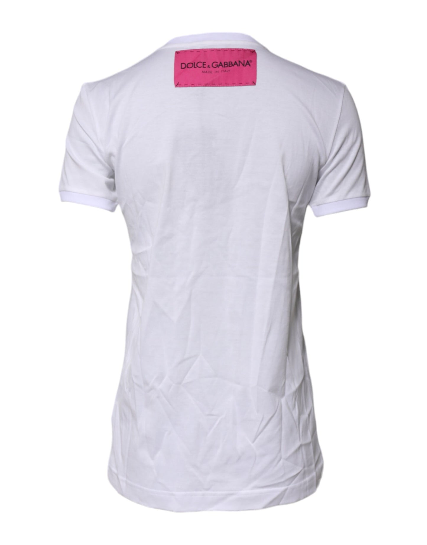 Dolce & Gabbana White Cotton Logo Print Round Neck T-shirt