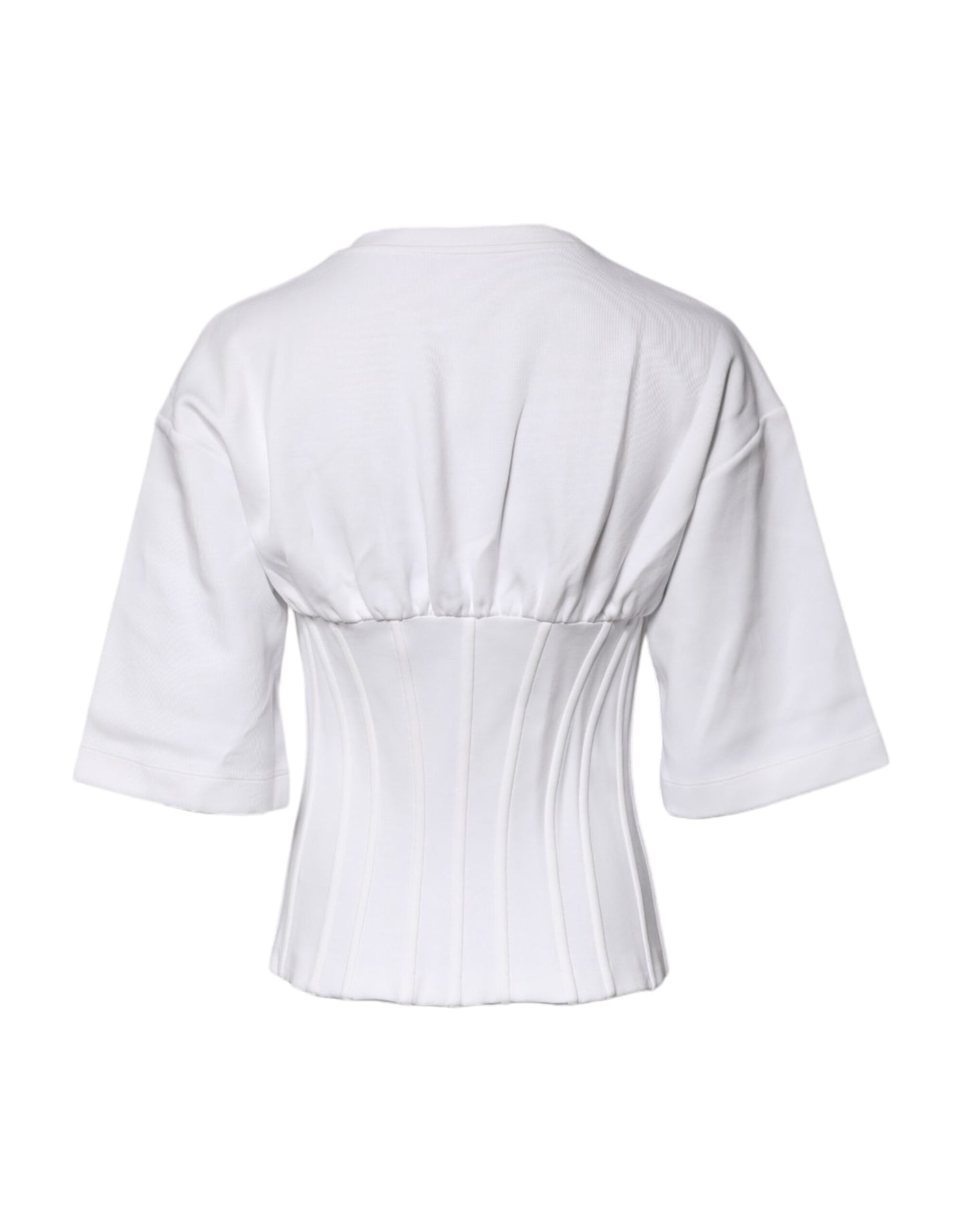 Dolce & Gabbana White Cotton Blend 3/4 Sleeves Blouse Top