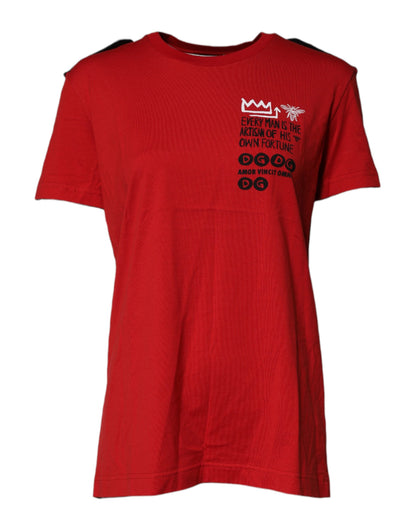 Dolce & Gabbana Red Cotton Round Neck Short Sleeves T-shirt