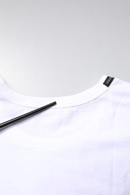 Dolce & Gabbana White Cotton Crew Neck Cropped Top T-shirt