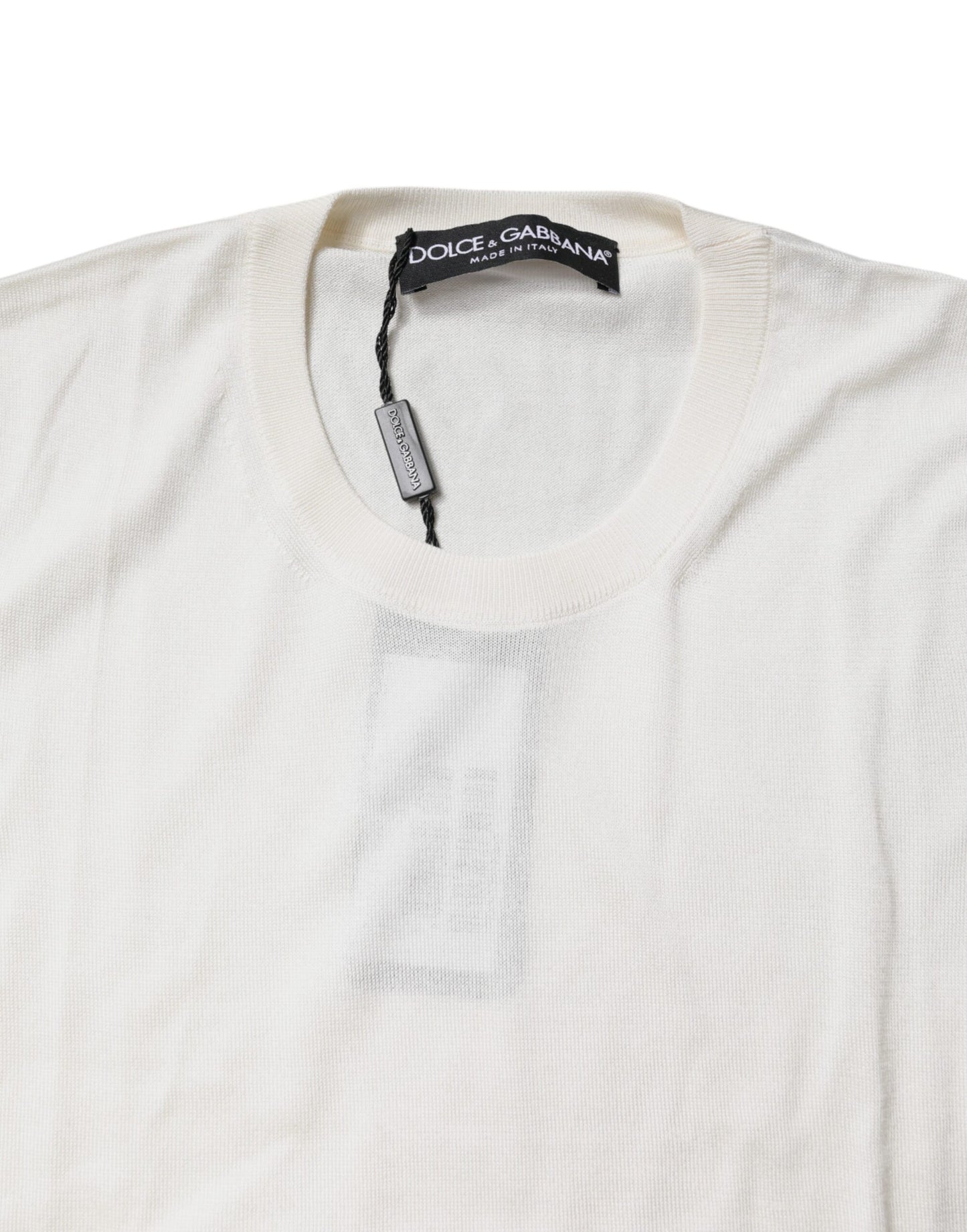 Dolce & Gabbana Cream Sleeveless Silk Round Neck Tank Top