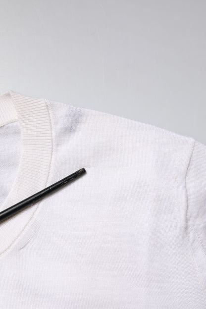 Dolce & Gabbana Cream Cashmere Knit Cropped Cardigan Sweater