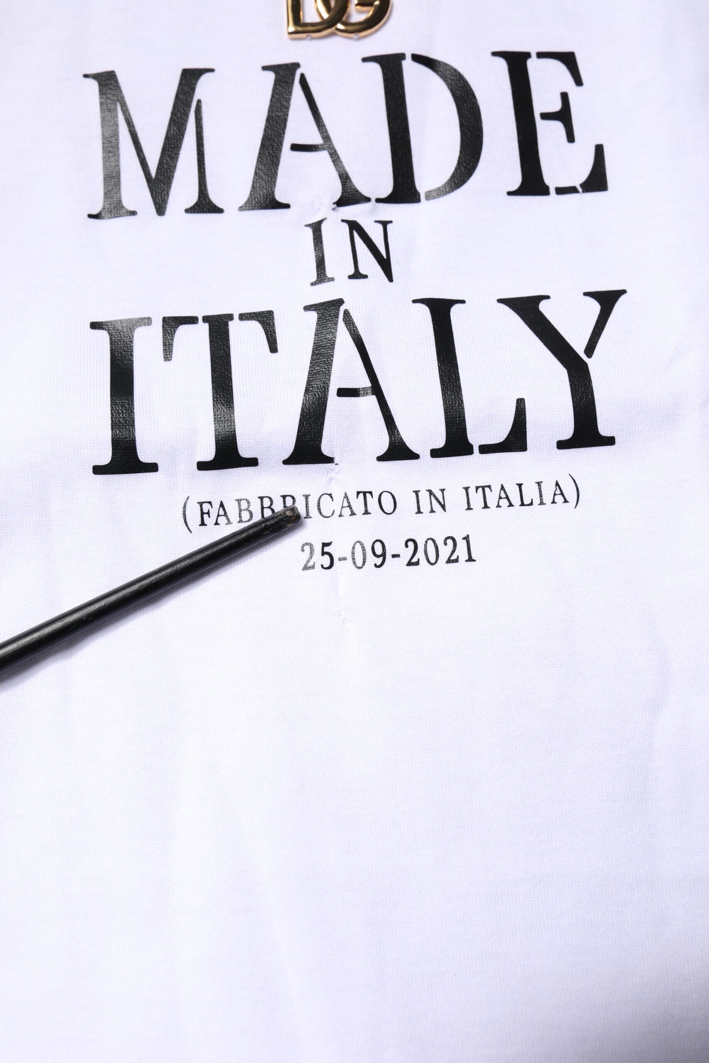 Dolce & Gabbana White Printed Round Neck Top Cotton T-shirt