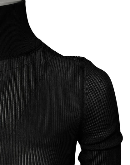 Dolce & Gabbana Black Knit Long Sleeves Turtleneck Slim Top