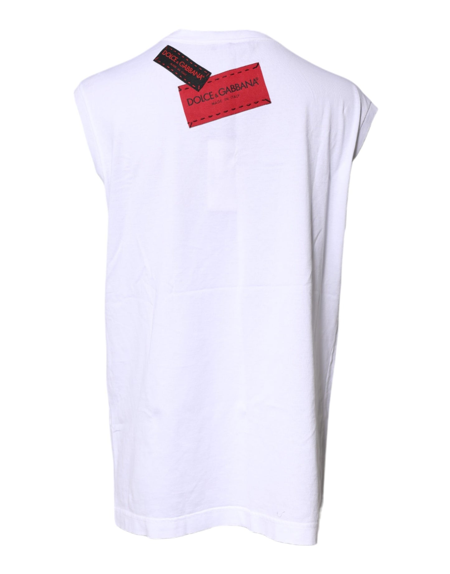 Dolce & Gabbana White Floral Graphic Print Sleeveless Tank Top