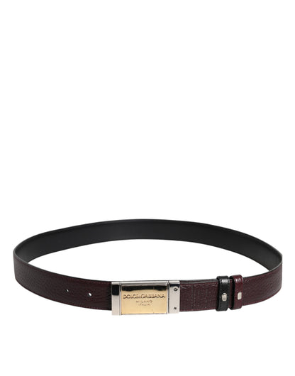 Dolce & Gabbana Black Brown Leather Metal Buckle Reversible Belt