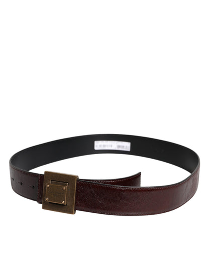 Dolce & Gabbana Brown Leather Gold Metal Buckle Classic Belt