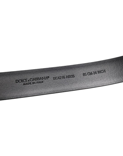 Dolce & Gabbana Black Shiny Leather Silver Metal Buckle Belt