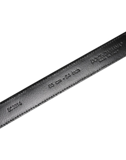 Dolce & Gabbana Gray Leather Silver Tone Metal Buckle Belt