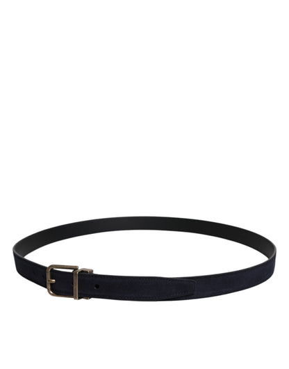 Dolce & Gabbana Black Goat Leather Metal Buckle Classic Belt