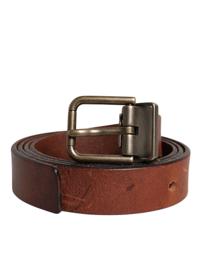 Dolce & Gabbana Brown Leather Metal Buckle Classic Belt