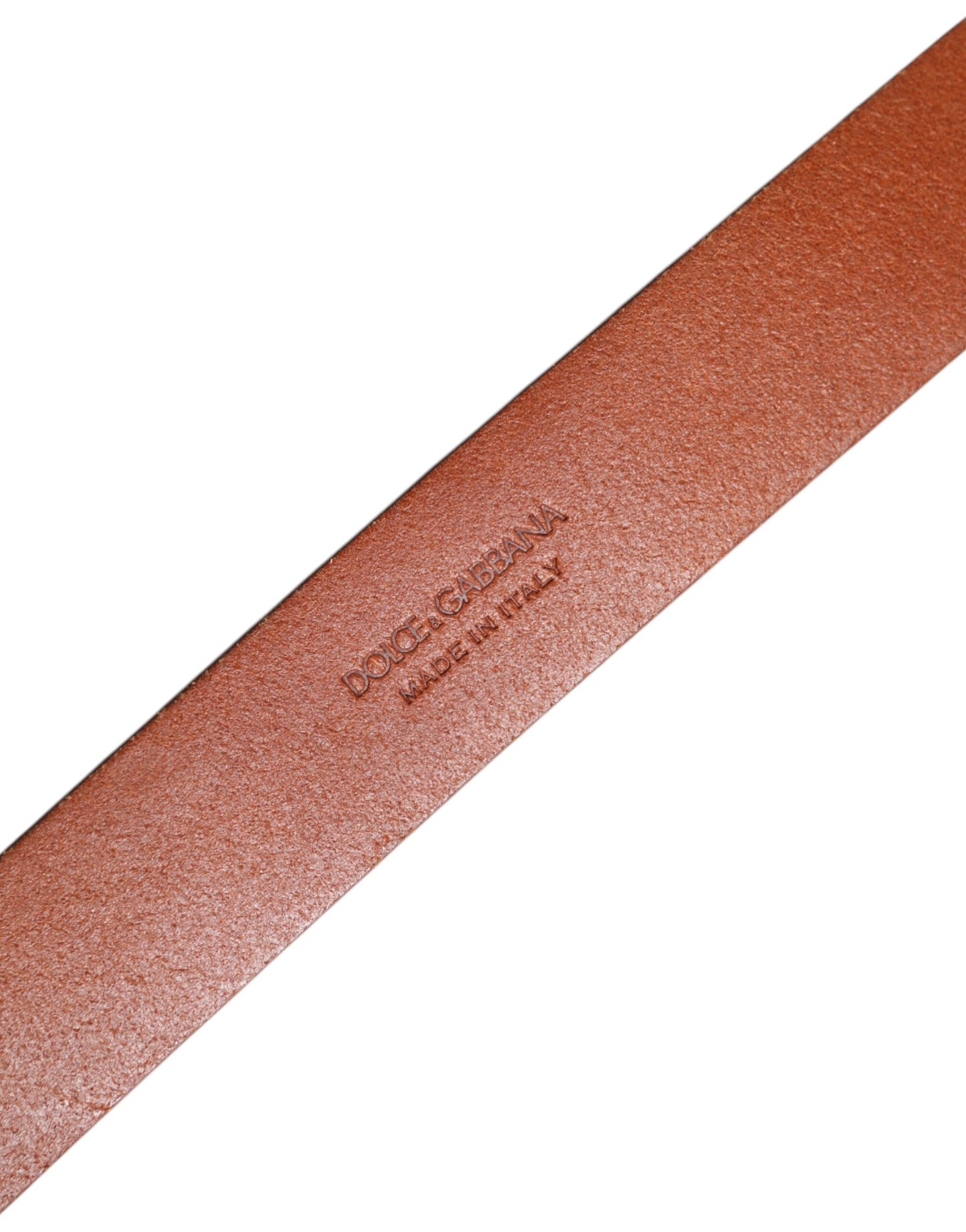 Dolce & Gabbana Brown Leather Gold Metal Baroque Buckle Belt