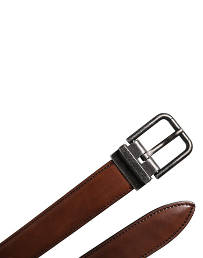 Dolce & Gabbana Brown Leather Metal Buckle Classic Belt