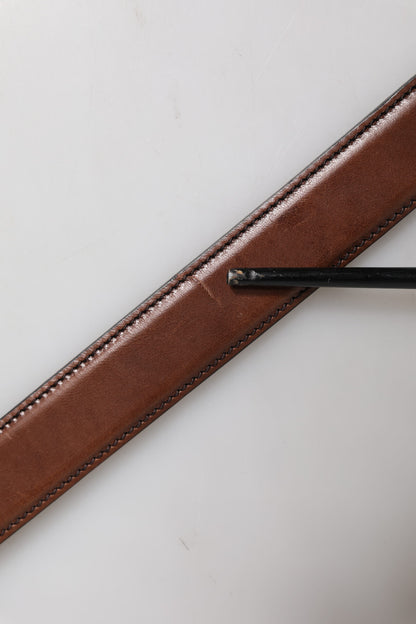 Dolce & Gabbana Brown Leather Metal Buckle Classic Belt