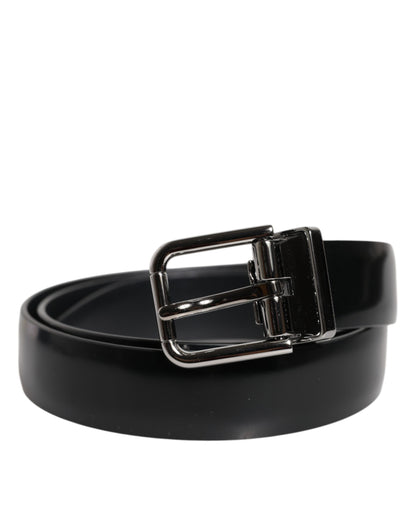Dolce & Gabbana Black Solid Leather Classic Waist Buckle Belt
