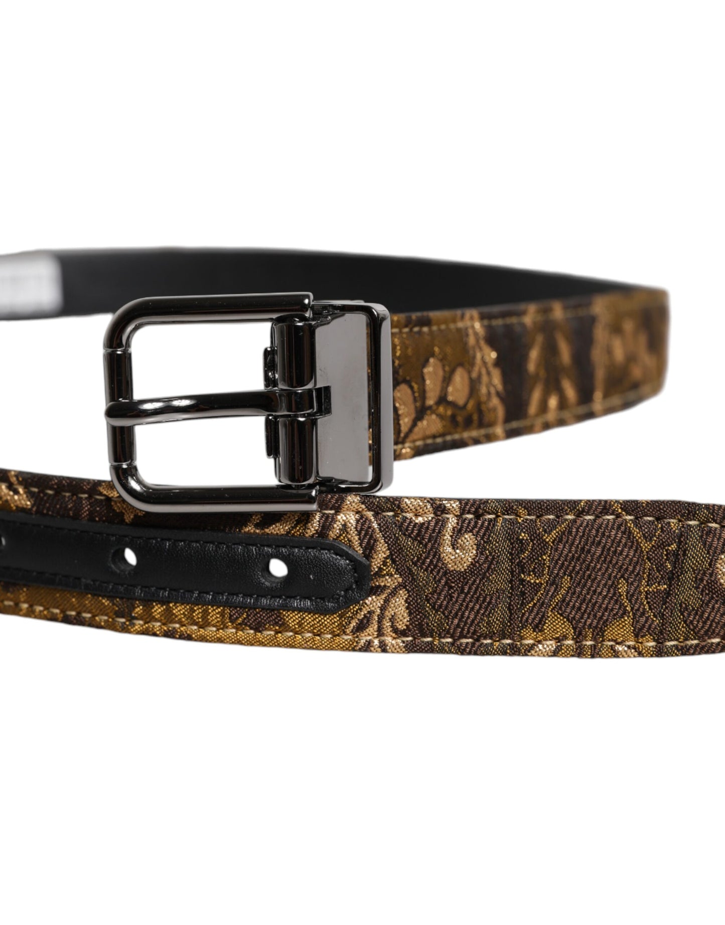 Dolce & Gabbana Multicolor Jacquard Leather Logo Buckle Belt
