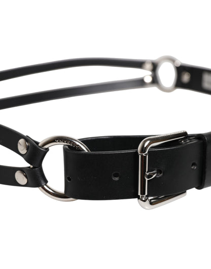 Dolce & Gabbana Black Leather Classic Metal Logo Buckle Belt