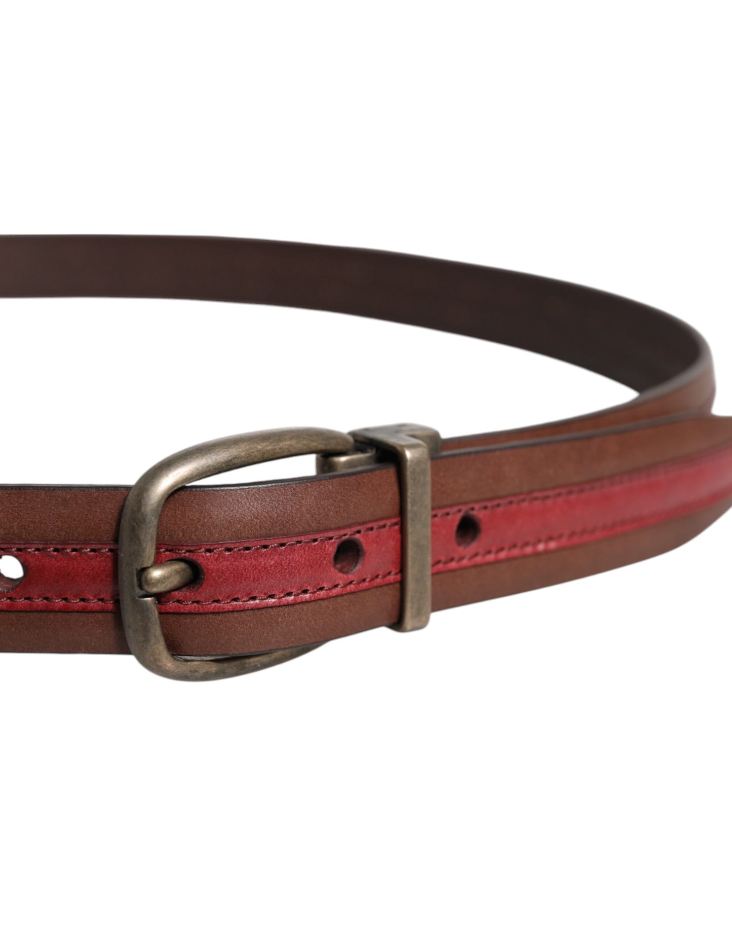 Dolce & Gabbana Burgundy Leather Metal Logo Buckle Belt