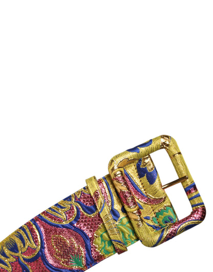 Dolce & Gabbana Multicolor Floral Jacquard Wide Waist Belt