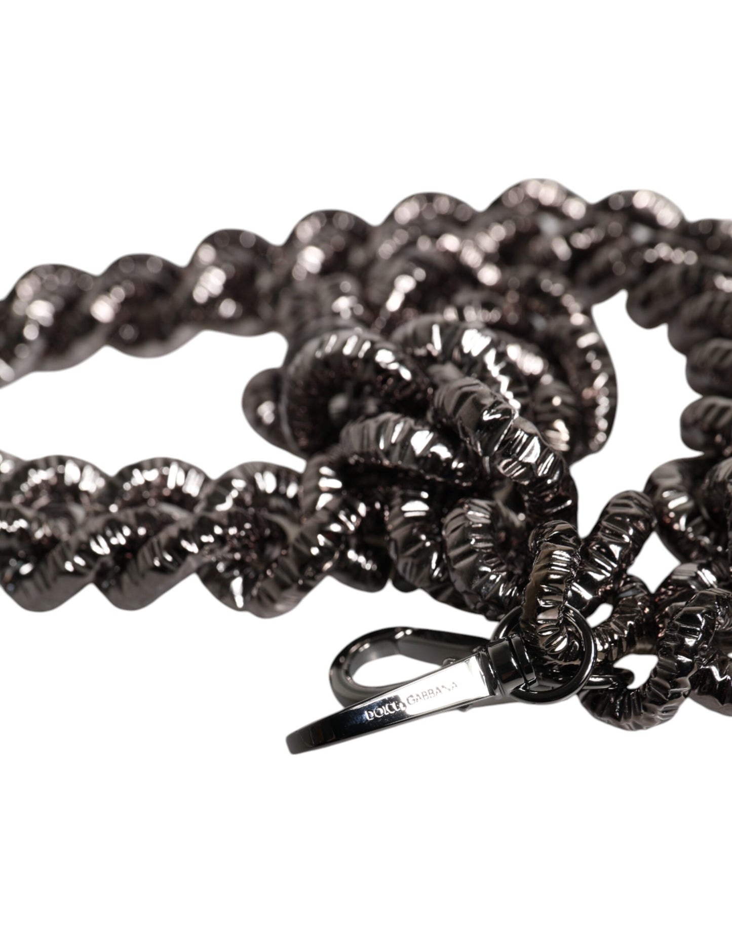 Dolce & Gabbana Black Chain Logo Engraved Bag Shoulder Strap