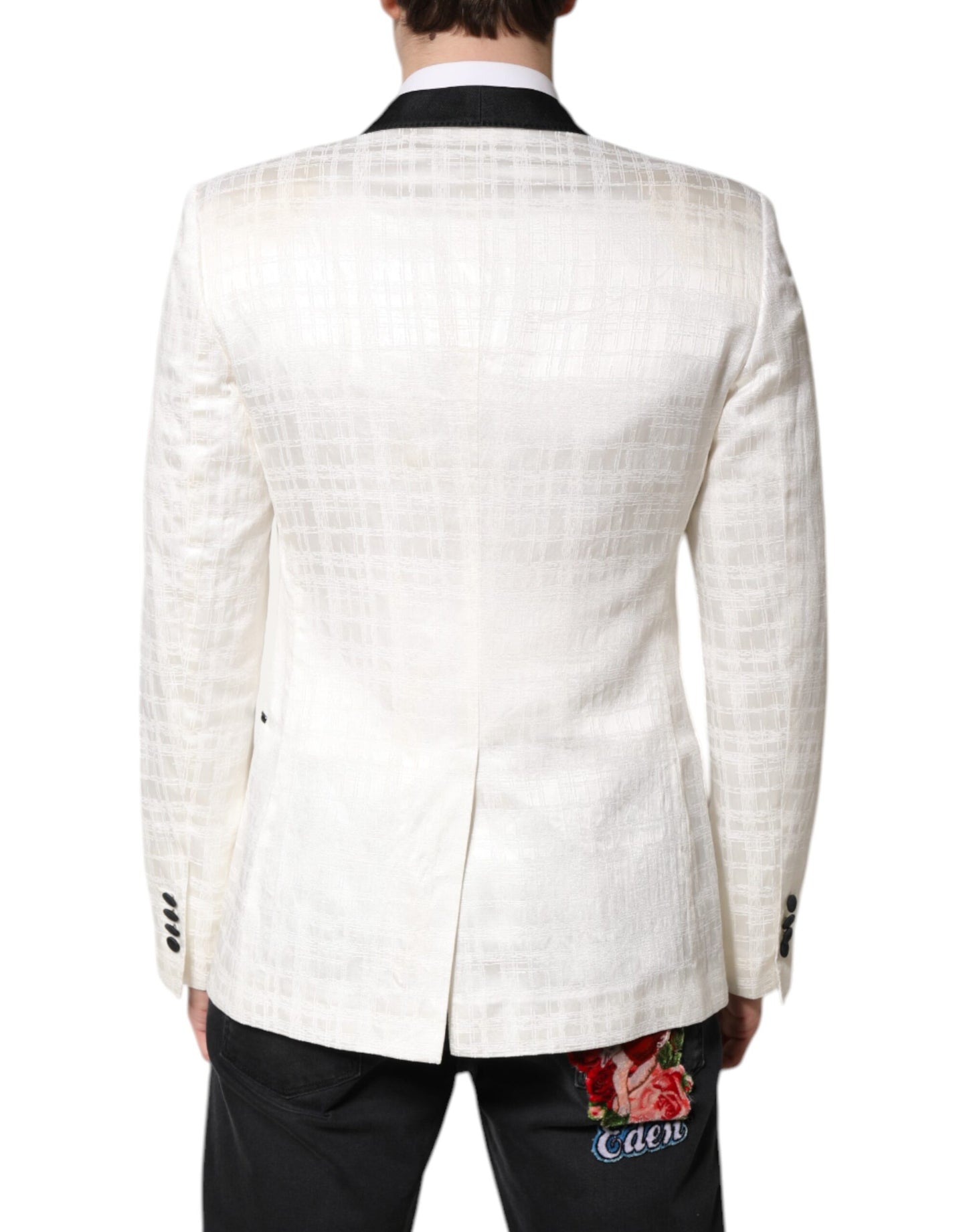 Dolce & Gabbana White Black Single Breasted Coat Blazer Suit