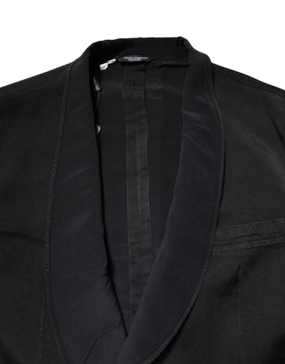 Dolce & Gabbana Black Silk Single Breasted Coat Blazer Suit