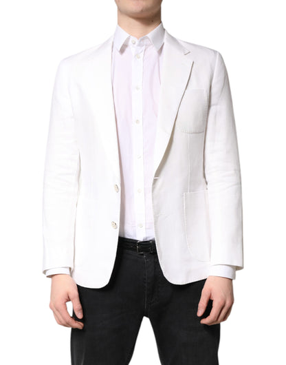 Dolce & Gabbana White Single Breasted Men Coat Blazer Suit
