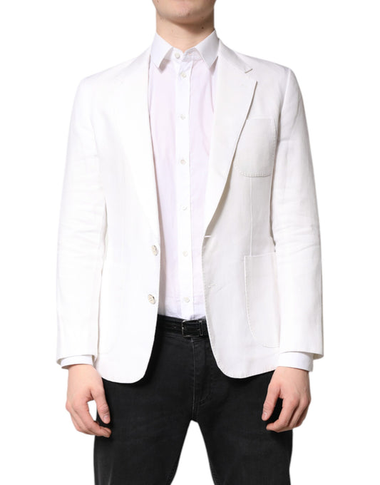 Dolce & Gabbana White Single Breasted Men Coat Blazer Suit