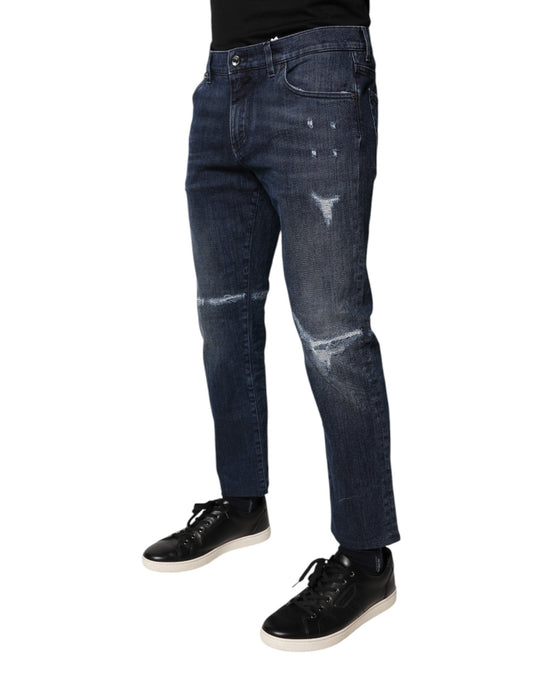 Dolce & Gabbana Blue Cotton Stretch Skinny Men Denim Jeans