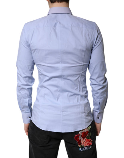 Dolce & Gabbana Light Blue Cotton SICILIA Dress Formal Shirt