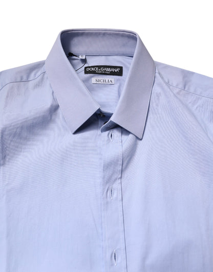 Dolce & Gabbana Light Blue Cotton SICILIA Dress Formal Shirt