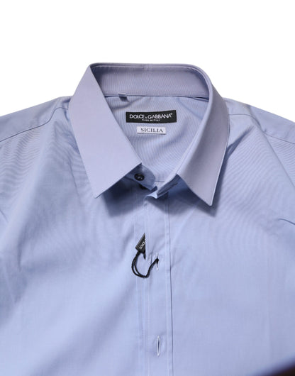 Dolce & Gabbana Light Blue Cotton SICILIA Dress Formal Shirt
