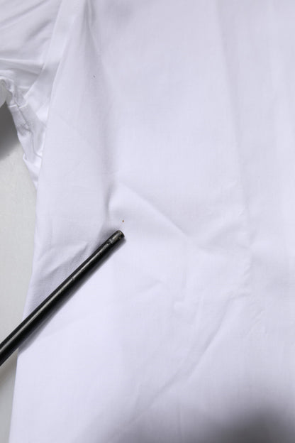 Dolce & Gabbana White Cotton Stretch GOLD Dress Formal Shirt