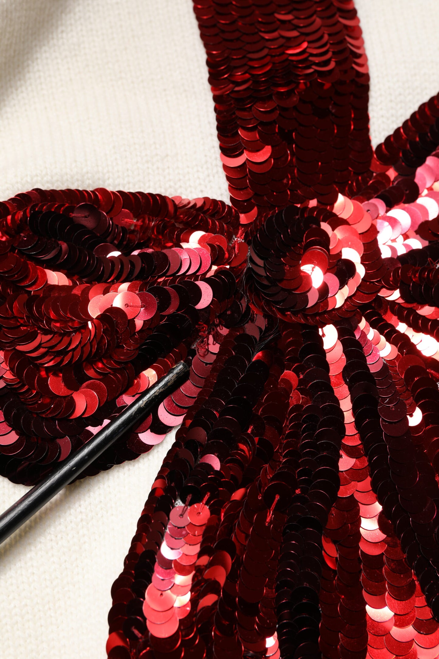 Dolce & Gabbana White Sequined Crew Neck Pullover Sweater