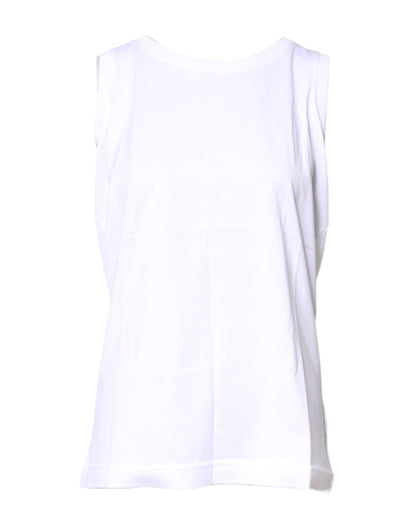 Dolce & Gabbana White Cotton Sleeveless Crew Neck T-shirt