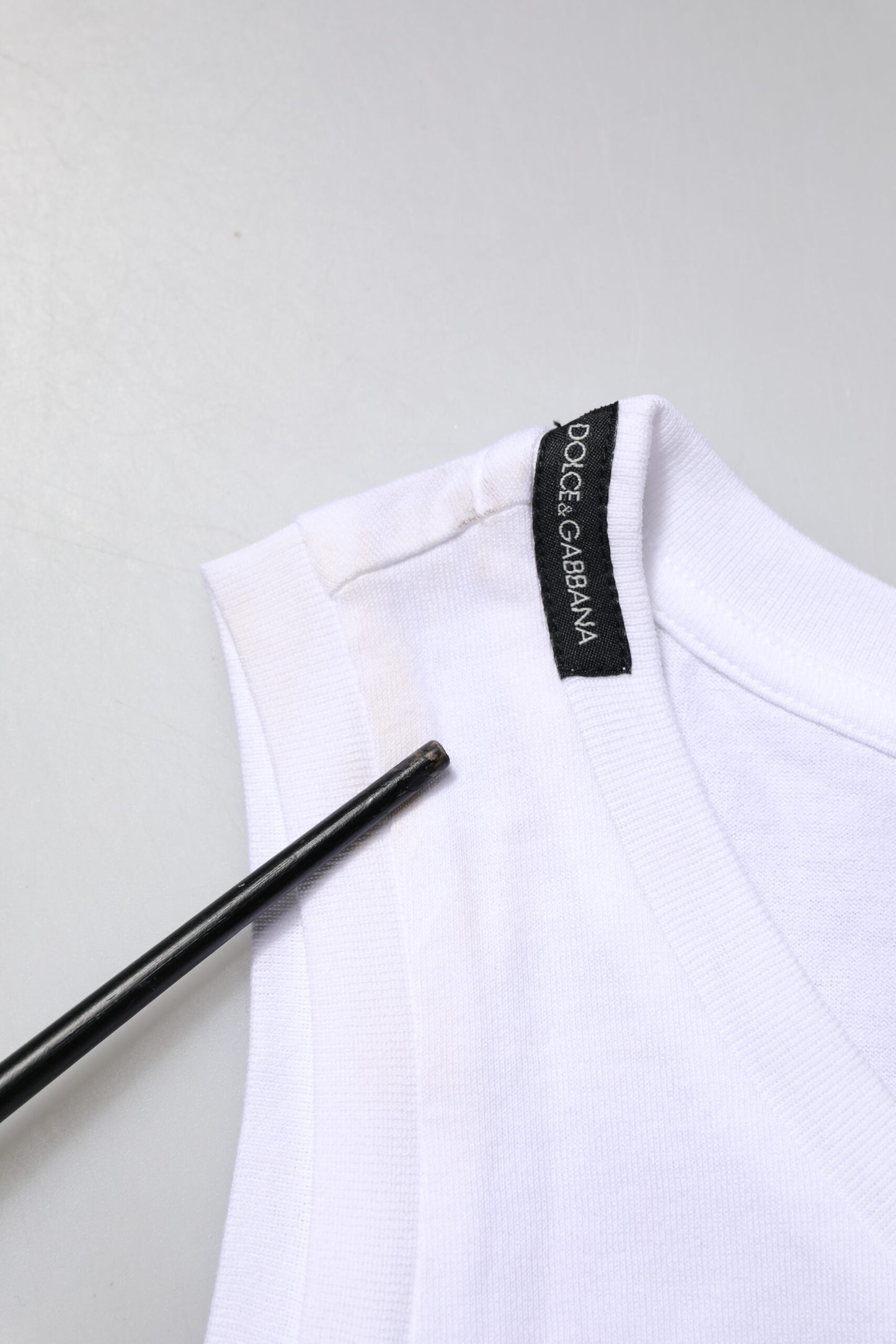 Dolce & Gabbana White Cotton Sleeveless Crew Neck T-shirt