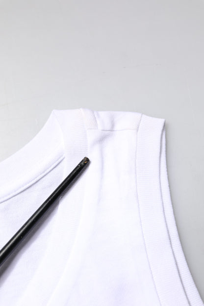 Dolce & Gabbana White Cotton Sleeveless Crew Neck T-shirt