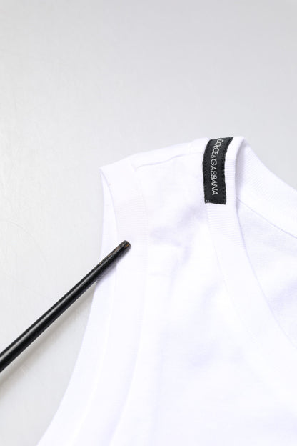 Dolce & Gabbana White Cotton Sleeveless Crew Neck T-shirt