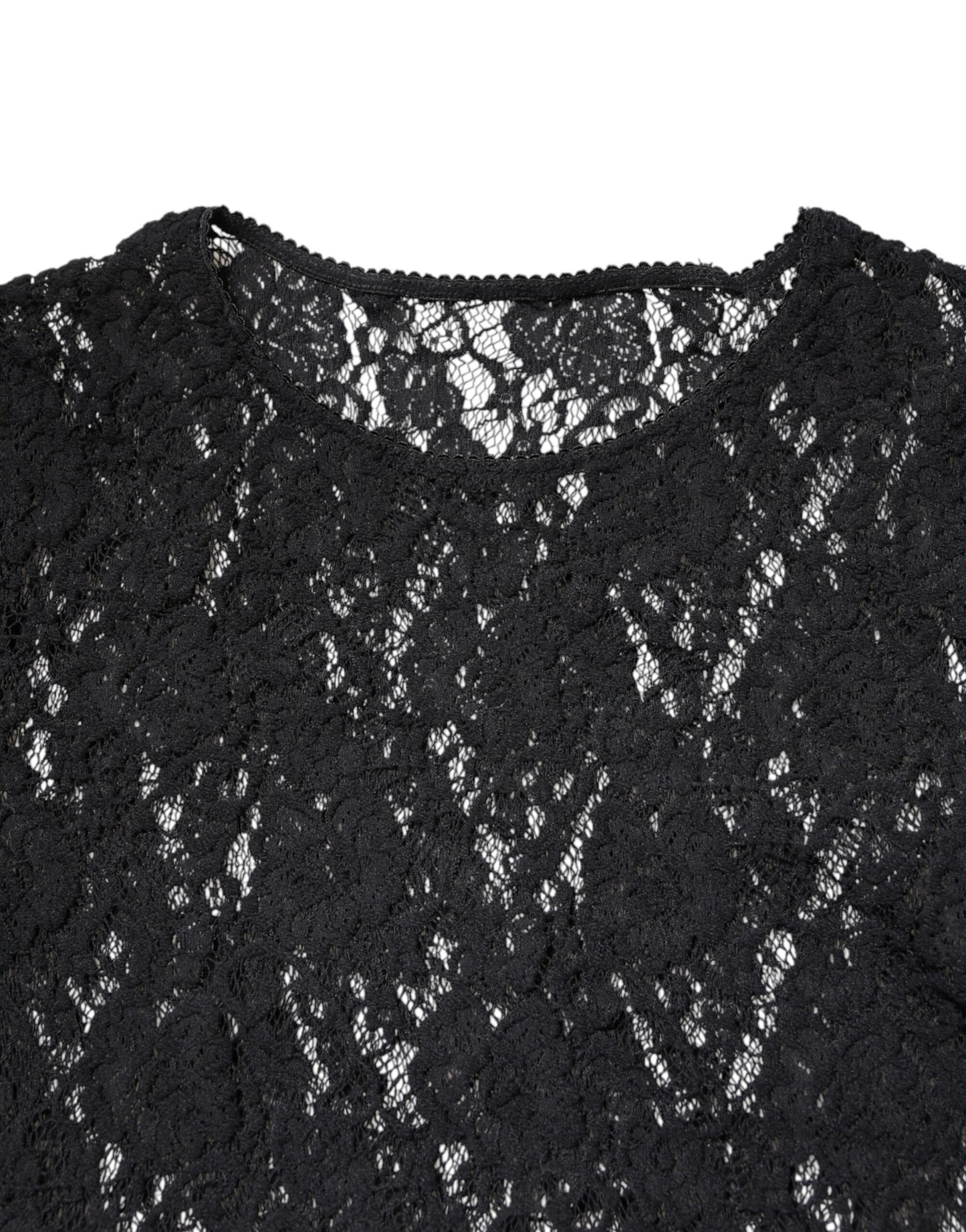 Dolce & Gabbana Black Floral Lace Long Sleeves Pullover Top