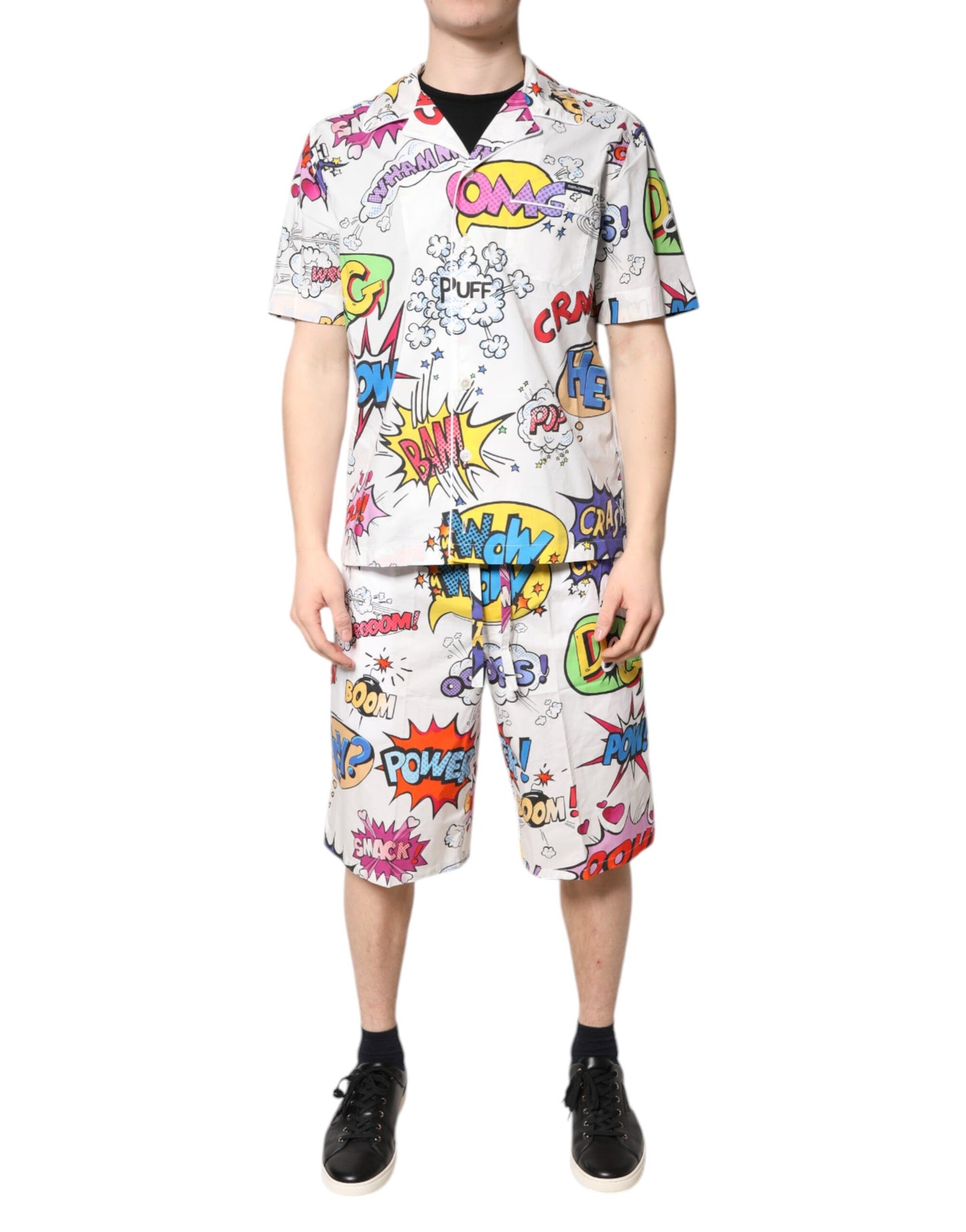 Dolce & Gabbana White Cartoon Print Cotton Men Pajama Set Sleepwear