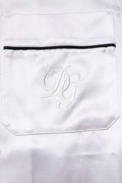 Dolce & Gabbana White Satin Silk Men Pajama Set Sleepwear