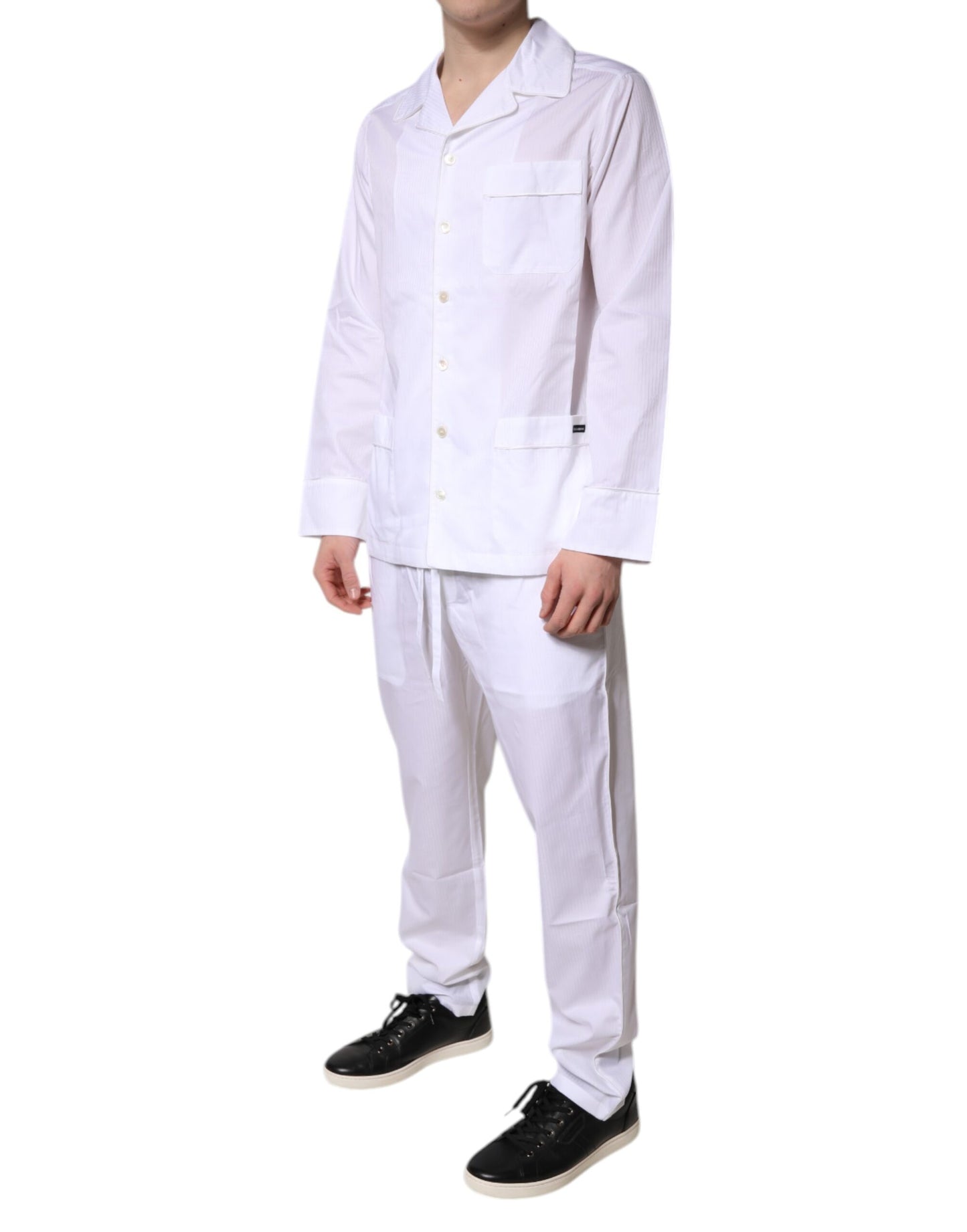 Dolce & Gabbana White Cotton Shirt Pants Pajama Set Sleepwear