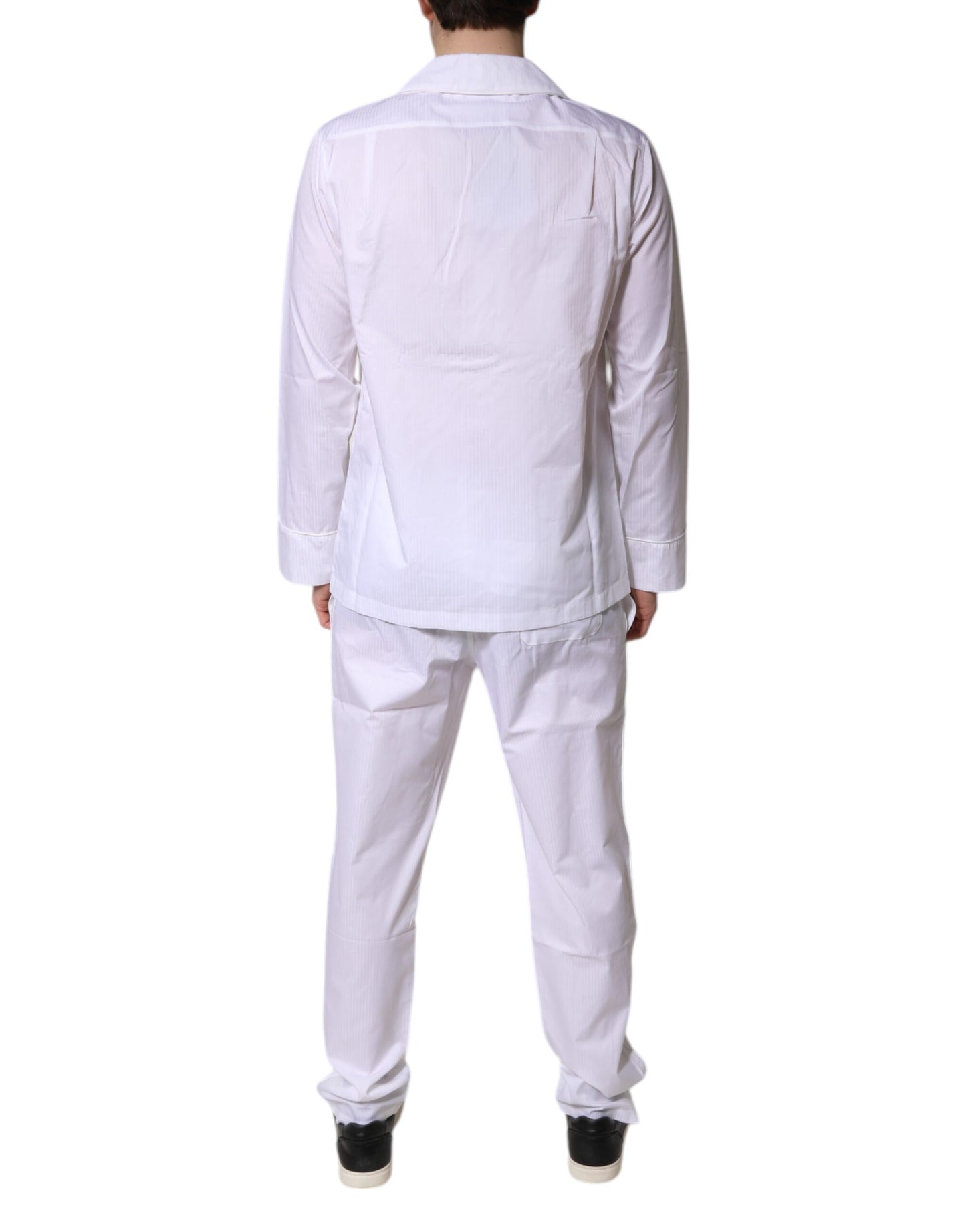 Dolce & Gabbana White Cotton Shirt Pants Pajama Set Sleepwear