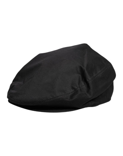 Dolce & Gabbana Black Cotton Newsboy Capello Cabbie Hat