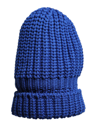 Dolce & Gabbana Blue Wool Knitted Winter Beanie Hat